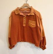 POL Orange Henley Pullover size Small