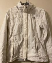 The North Face Womens White  Mesh Lined Hooded Windbreaker Jacket Size Medium