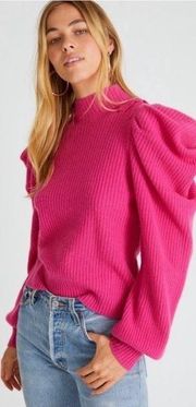 LSF Potter Cashmere Puff Sleeve Sweater in Electric Pink Sz XS