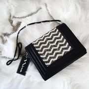 Nina‎ Metallic Druzy Chevron Crossbody Clutch