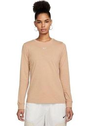 Nike Women's  Sportswear Long-Sleeve Tee Shirt Size: Medium Brown Tan