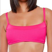 Sanctuary Sandbar Solids Hibiscus Pink Seamed Bralette Bikini Top Size Medium