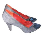 Vintage YSL Suede Colorblock Pumps Heels