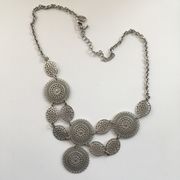 Silver Filigree Circle Charm Pendant Necklace