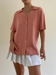 Pink Button Down Knit Top