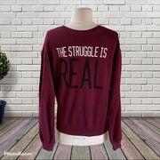 Sweatshirt Maroon Workout XS Women Cotton Pullover