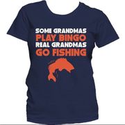 NWT Grandmas Go Fishing short sleeved navy t shirt L