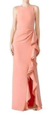 Parker Black Pink Madeline Ruffle sleeveless maxi Gown