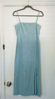 Clean Strap Dress in Stretch Linen Sky Blue 4