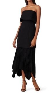 Black Strapless Take Seriously Pleated Asymmetric Midi Dress