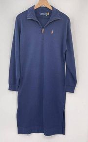 Polo Ralph Lauren Quarter Zip Dress Womens Sz XS Navy Blue Preppy Casual NWOT