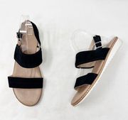 [Caslon] Black Suede Leather Claire Slingback Sandals Cushioned Footbed Size 10