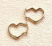 14K White Gold Heart Shaped Hoop Earrings - 15mm x 13mm