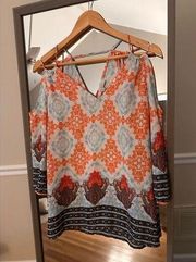 Skiies are Blue V Neck Blouse Size Medium