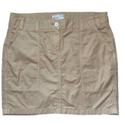 Esprit Vintage Camel Tan Cotton Mini Skirt slash Front Pockets size 10