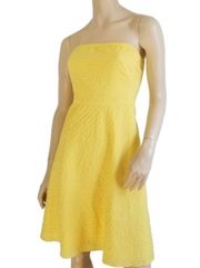 Yellow Strapless Dress Fit Flare Lined 10 Spring Summer