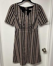 Tory Burch Jada Cutout Polka Dot A-Line Dress Black Tan Women Size 2 Rare