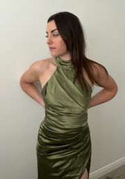 Satin Olive Green Dress
