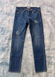 Uniqlo Blue Distressed Slim Fit Tapered Leg Denim Jeans Size 27 x 33