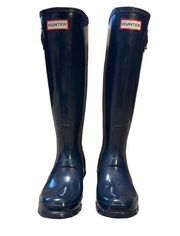 Hunter  Women's Original Tall Gloss Rain Boots - Blue Size 6 NWOT