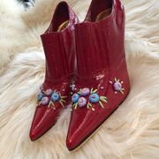 Zinc booties red patent leather size 10