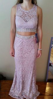 Pink Two Piece Prom Dress 