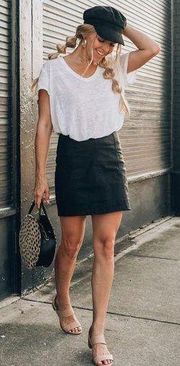Free People Vegan Leather Mini Skirt Size 2‎ Black