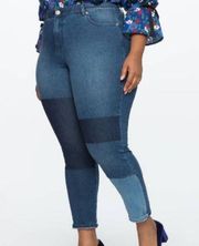 Shadow Patch Skinny Jeans Patchwork Wash High Rise