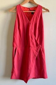 White House Black Market Jumpsuit Asymmetrical Sleeveless Red Size 2 w/ Pockets