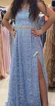 baby blue prom dress