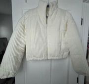 Francesca’s white cropped puffer jacket 