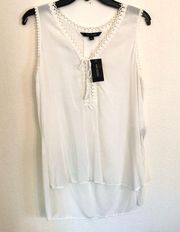 Max Edition White Sleeveless Lace Blouse Top M