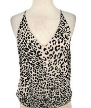 Olivaceous  Leopard Animal Print Halter Bodysuit Cream Black Size Small NWT