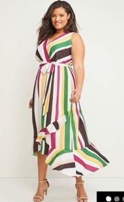 NEW Lane Bryant Striped Faux Wrap Midi Dress, Size 28, New w/Tag Retail $89.95