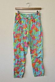 Gretchen Scott Womens Pants Size S Floral Colorful Stretch Vaca Preppy Ankle