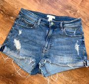 High Rise Denim Shorts Size 8