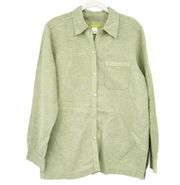 Sigrid Olsen Womens 100% Linen Button Up Long Sleeve Blouse Size M Sage Green