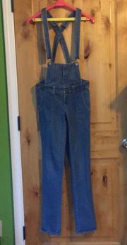 TSUBI  Skinny Fit Blue Denim Jeans Ankle Zip Overalls Jumper $235 EUC 4