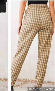 Willow & Root NWT Tan Black Plaid Straight Leg High Rise Trouser Pants Size S