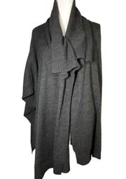 Apt 9 Gray One Size Poncho, Draped Neck sweater, Open Front, Lightweight, EUC