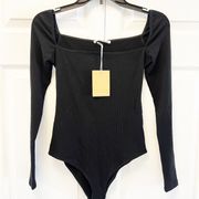 Reformations bodysuit black womens size small nwt long sleeve ribbed