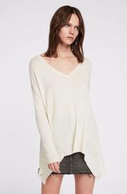 Allsaints Kelsey Cream V-neck Knit Top Lightweight Small Italian Yarn