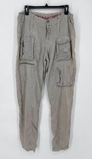 Pete & Greta By Johnny Was Women's Y2K Cupra Poplin Cargo Pants NEW Size 6 Gray