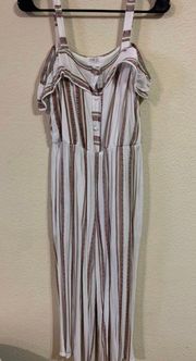 White Jumpsuit With Color Stripes 