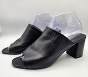 Tally Weijl Black Leather Mules Slide Pump Heels Shoes Sandals Size 38