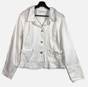 Cato White Denim Jacket with Ruffle Accent Pockets Three Button Cuff 18/20 Retro