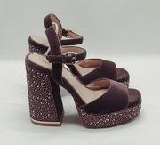 Kenneth Cole NY Shoes Women Size 5.5 Mauve Rhinestone Embellished High Heel