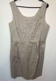 Ann Taylor LOFT Women's Sleeveless Lined Soutache Sheath Dress Gray Size Large