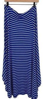 Chico’s blue white stripe jersey knit stretch elastic waist maxi skirt 12/14