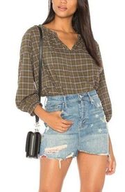 The Great Wildflower Top In Army Green Plaid 0